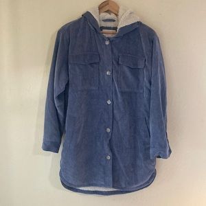 Ashley by 26 international blue corduroy fuzzy comfy jacket. Size S.